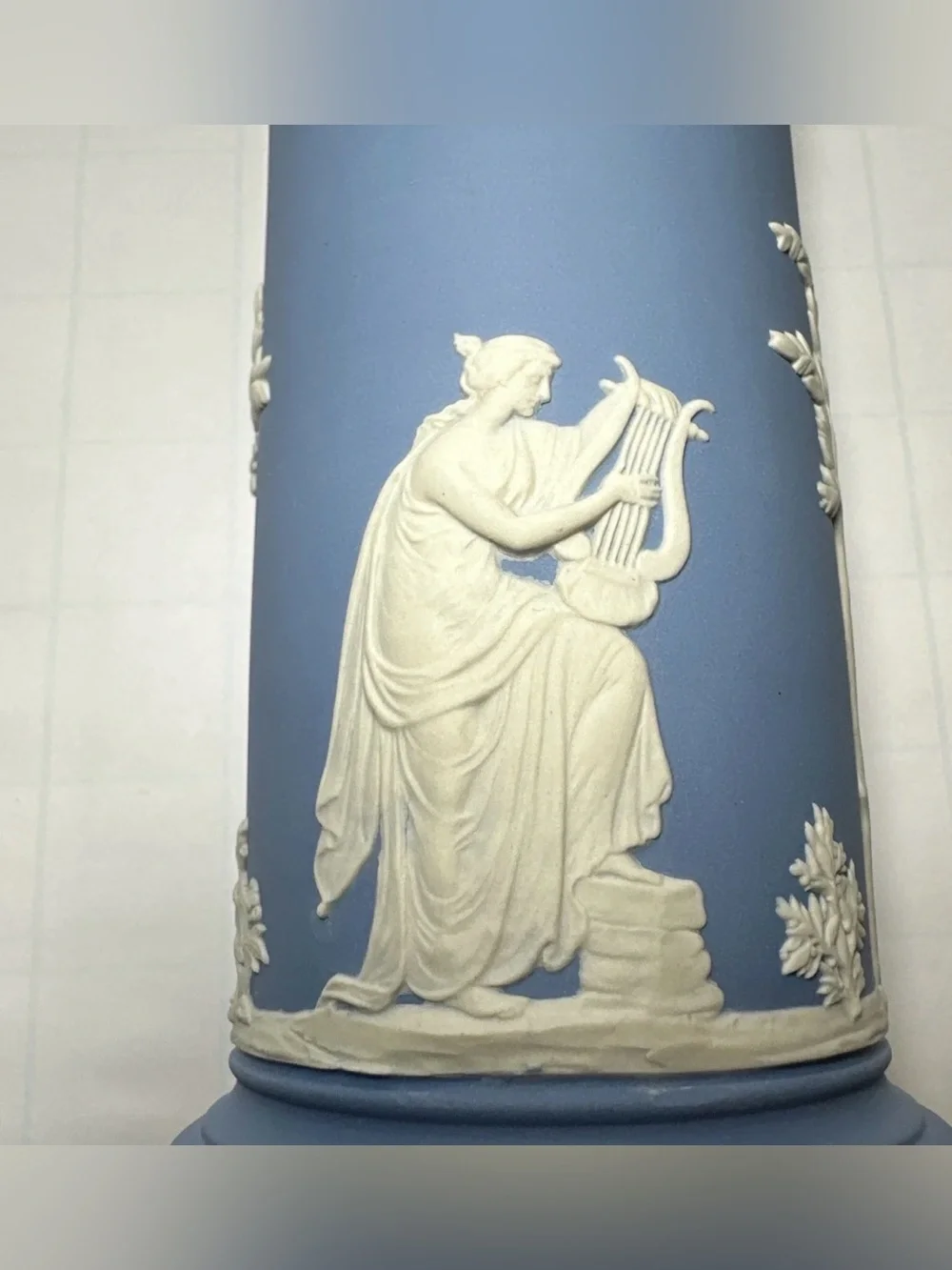 Wedgwood Spill Vase Blue White Jasperware 6.5